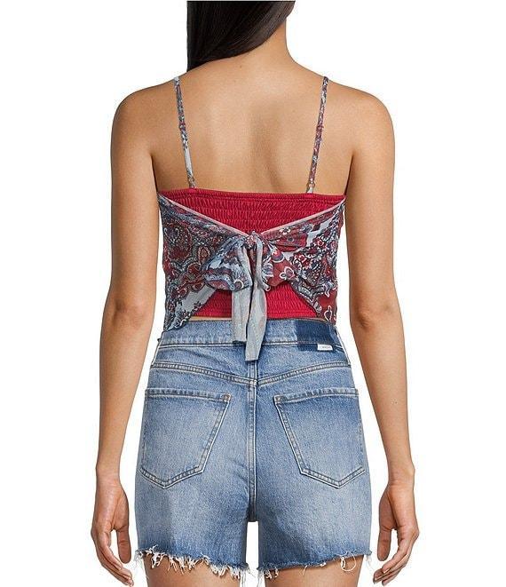 Honey & Sparkle Printed Mesh Handkerchief Hem Tank Top Product Image