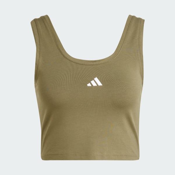 Womens adidas Essentials Small Logo Slim-Fit Sportswear Tank Top Green Strata White Product Image