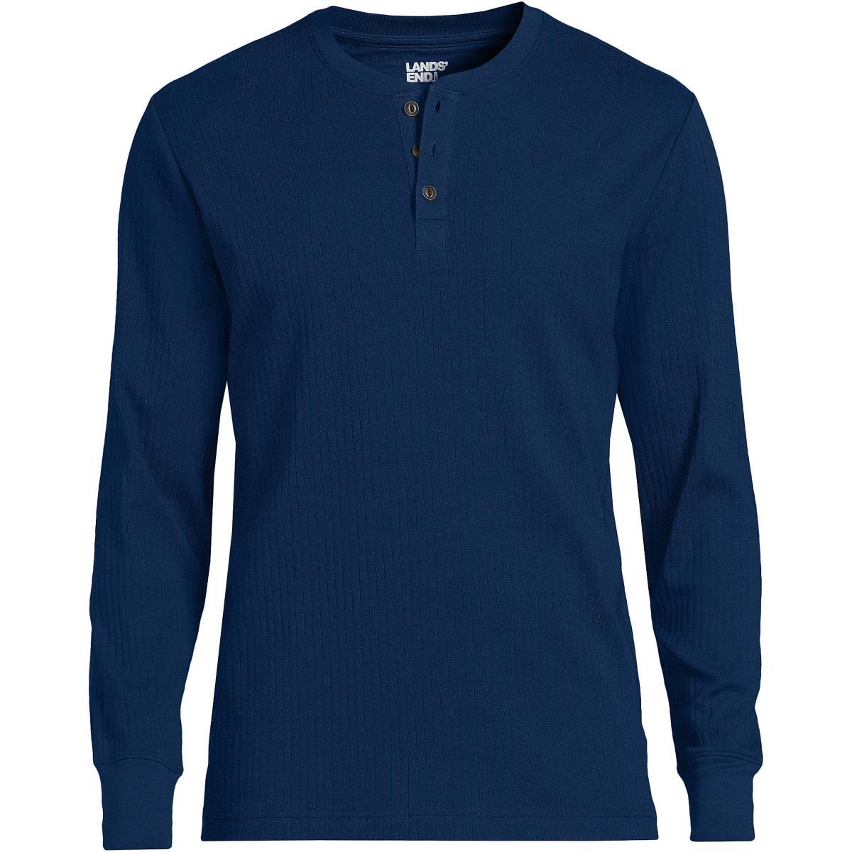 Men's Lands' End Ribbed Pajama Sleep Henley, Size: XXL, Grey Heather Product Image