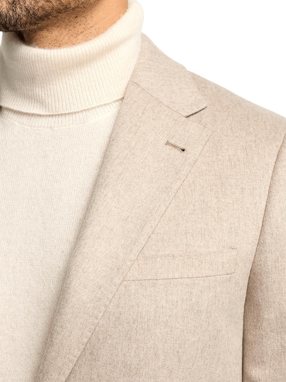Cashmere Single Breasted Notch Lapel Sport Coat - Oatmeal Product Image