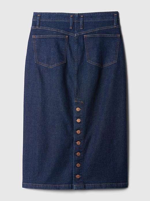 GapHeritage Button-Back Denim Midi Pencil Skirt Product Image