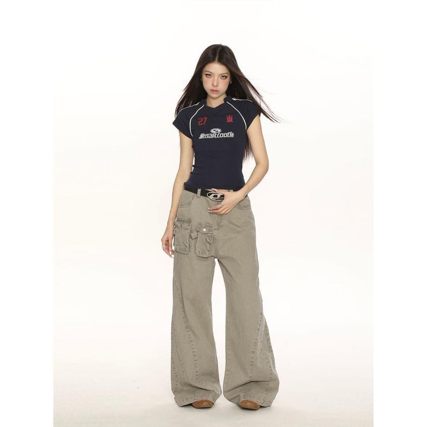 High Rise Washed Wide Leg Baggy Jeans Product Image
