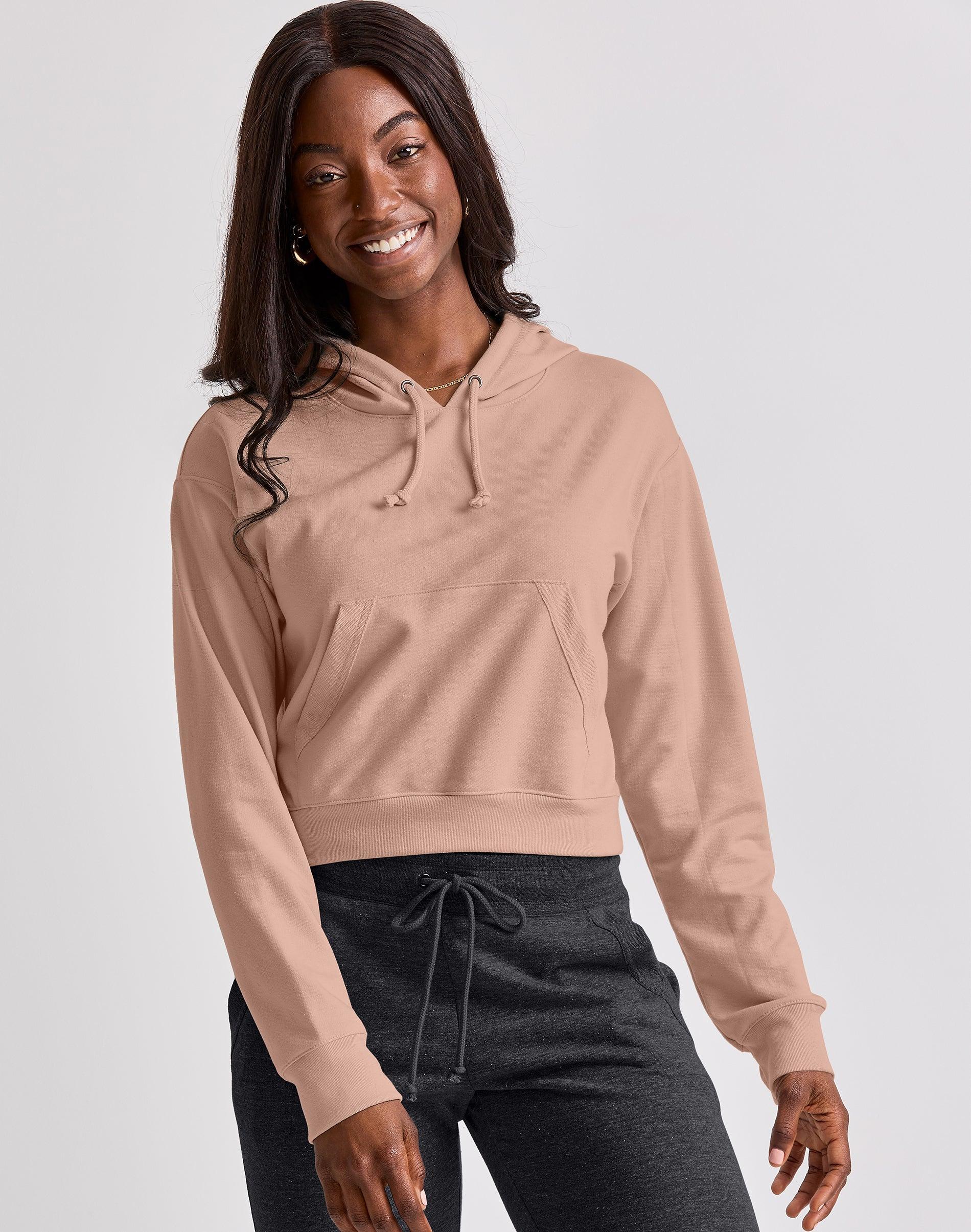 Womens Hanes Cropped Fleece Hoodie Product Image