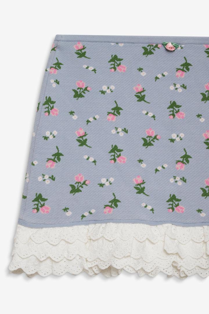 Amalia Knit Mini Skirt — Blue Product Image