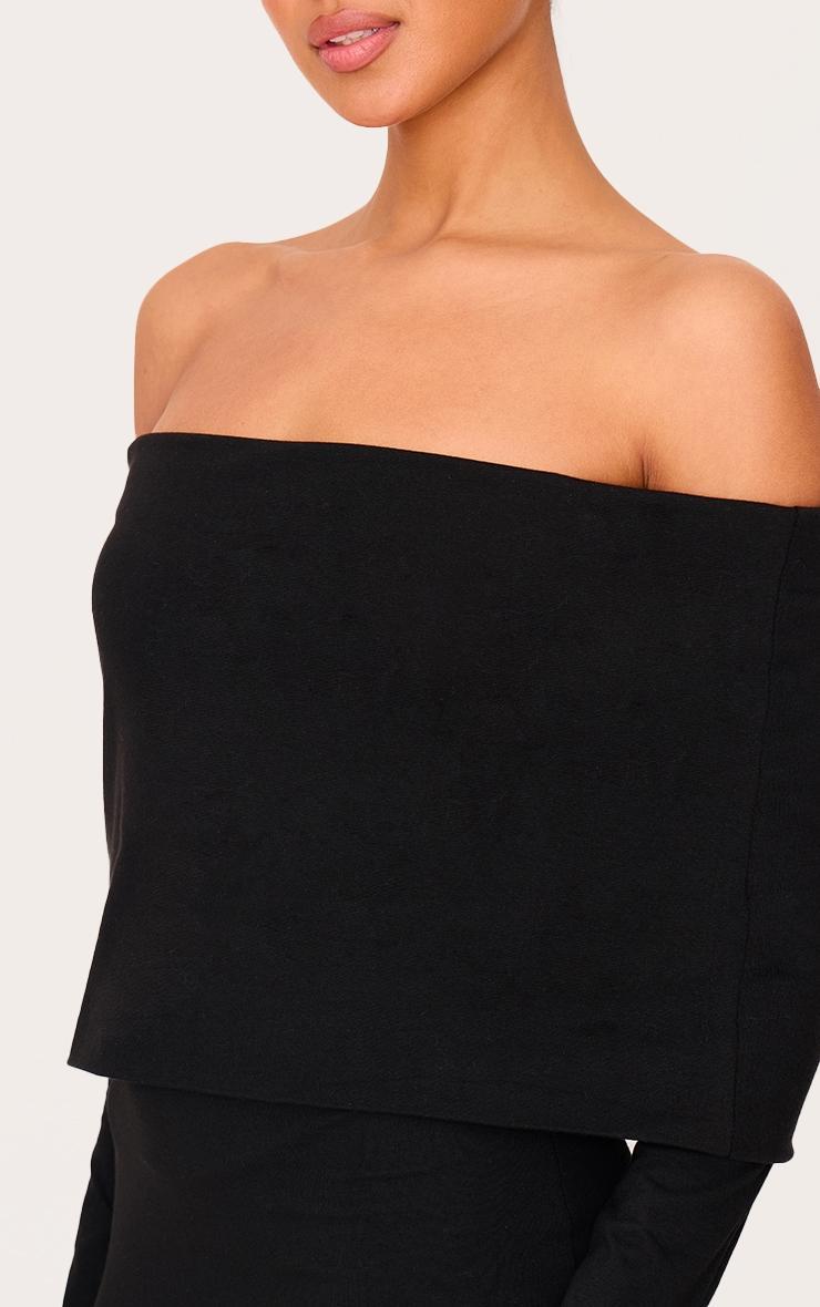 Black Cotton Super Oversized Bardot Mini Dress Product Image