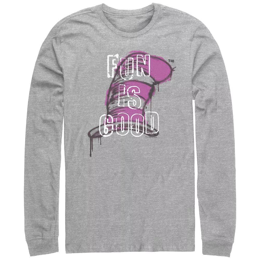 Men's Dr. Seuss Fun Is Good Long Sleeve Graphic Tee, Size: XXL, Athletic Grey Product Image