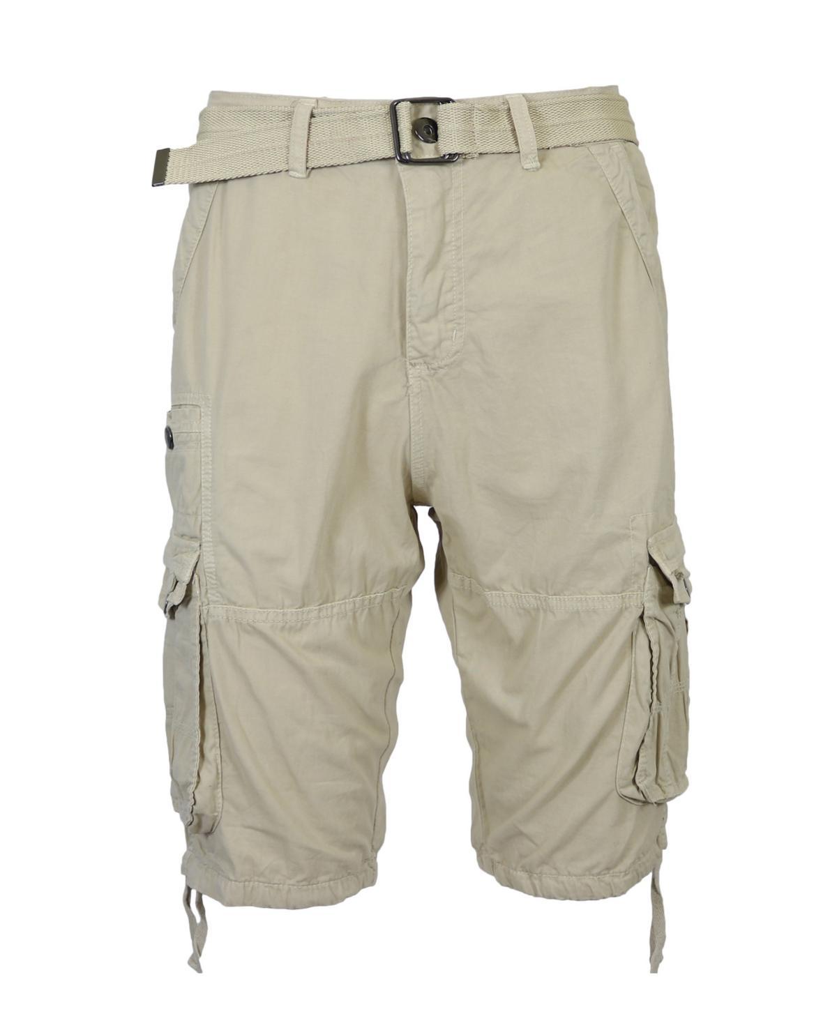 Blu Rock Mens Vintage-Like Cotton Cargo Belted Shorts Product Image