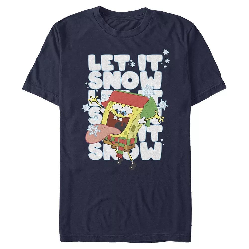 Men's Spongebob Squarepants Let It Snow Tee, Size: XXL, Red Grey Product Image