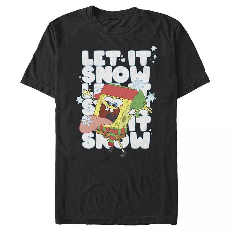 Men's Spongebob Squarepants Let It Snow Tee, Size: XXL, Red Grey Product Image