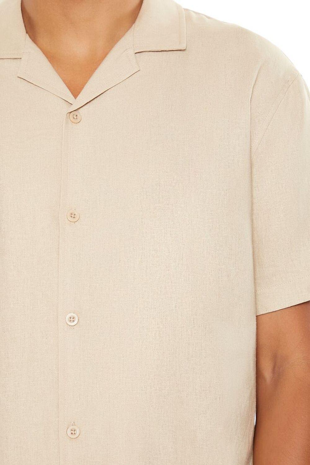 Linen-Blend Cuban-Collar Shirt | Forever 21 Product Image
