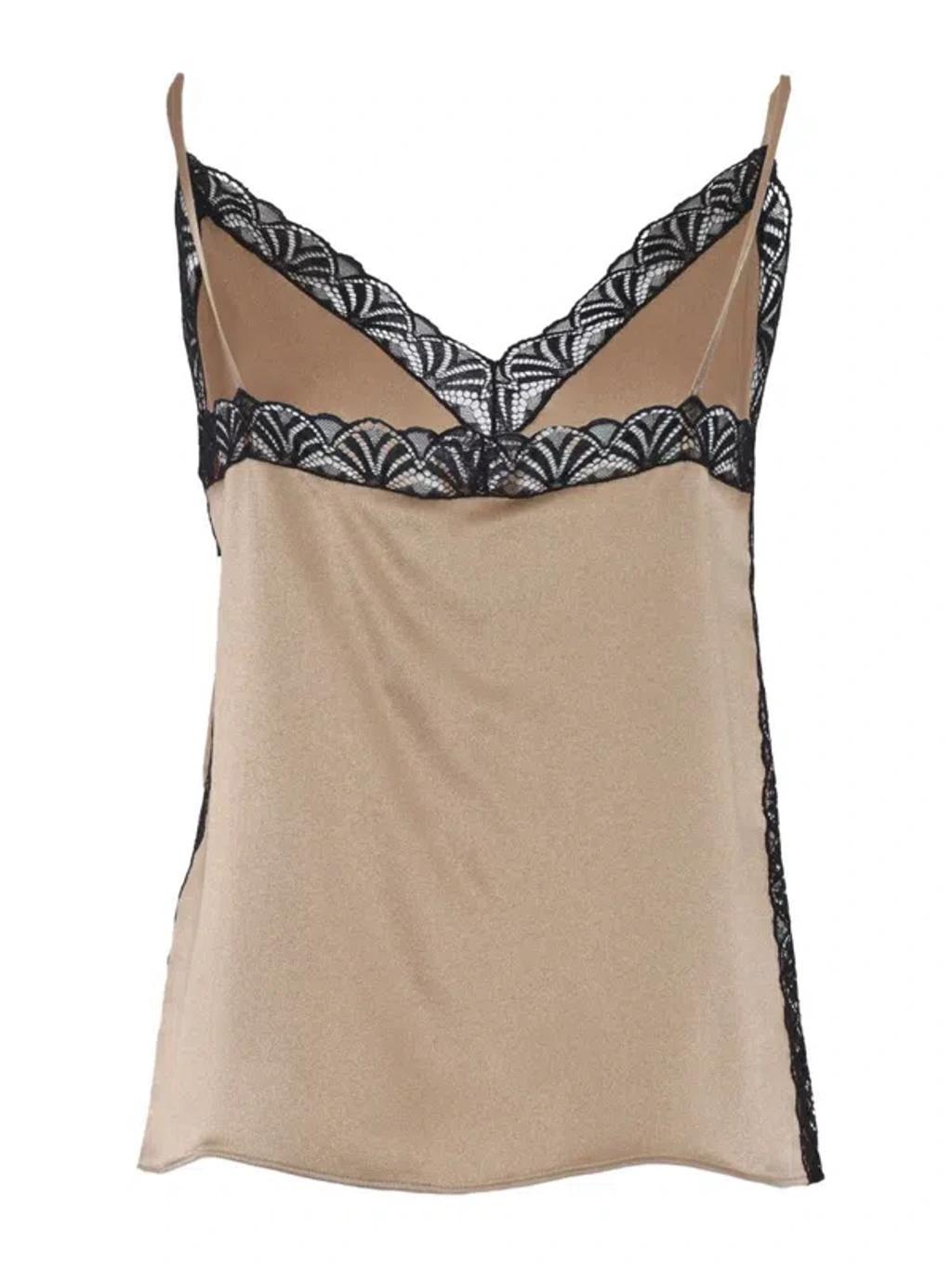 ALBERTA FERRETTI Top Satin In Beige Product Image