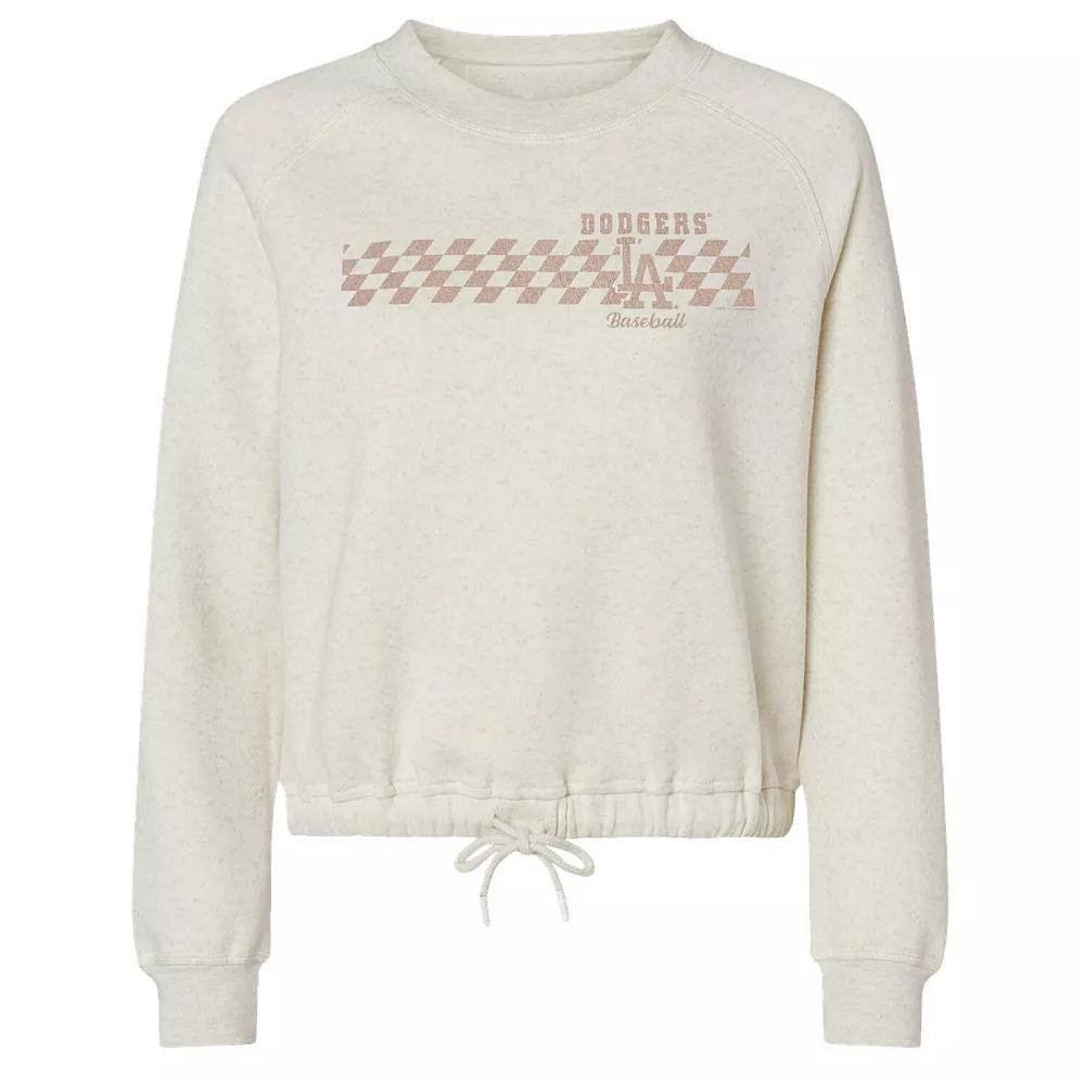 Womens Soft as a Grape Natural Los Angeles Dodgers Tonal Checkered Sweatshirt Product Image
