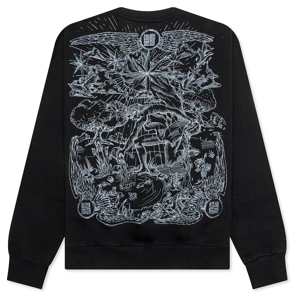 Tarot Print Boxy Fit Long Sleeve T-Shirt - Black Male Product Image