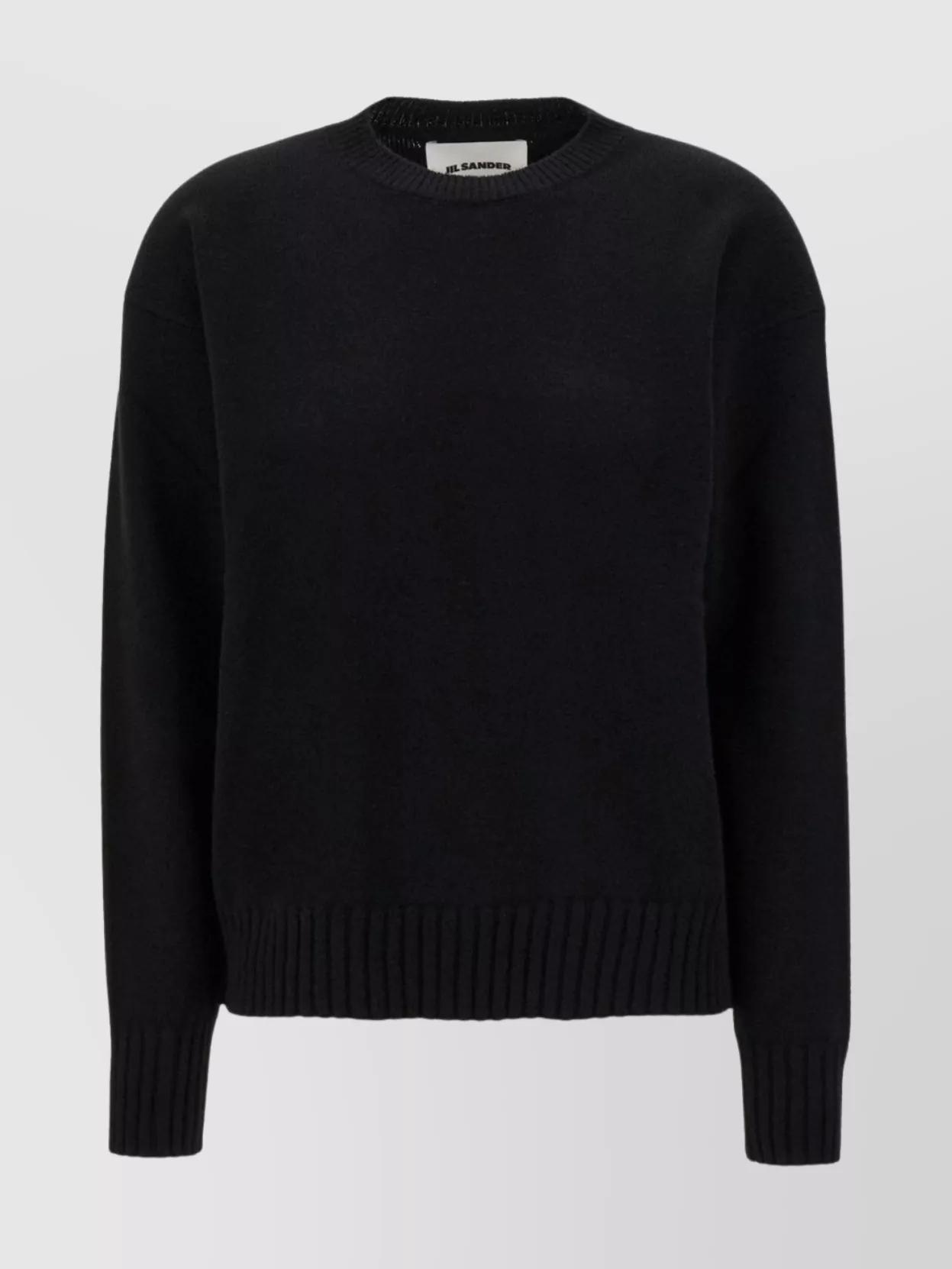 JIL SANDER Crewneck Ribbed Jumper In Black Product Image