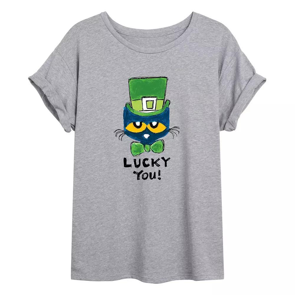 Juniors Pete The Cat Lucky Oversized Tee, Womens Product Image