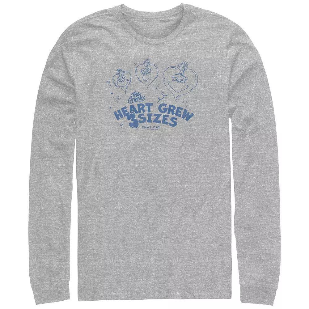 Big & Tall Dr. Seuss Grinch's Heart Grew 3 Sizes Long Sleeve Graphic Tee, Men's, Size: 3XL Tall, Athletic Grey Product Image