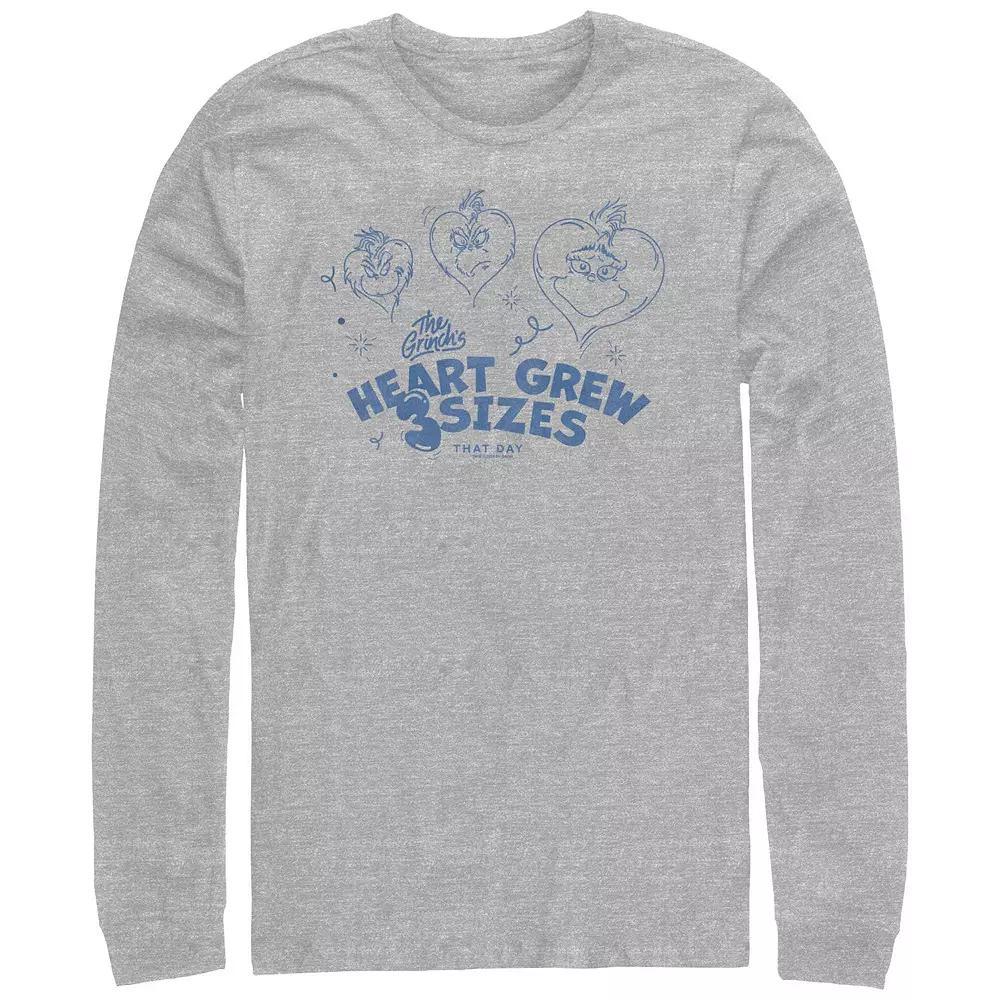 Big & Tall Dr. Seuss Grinch's Heart Grew 3 Sizes Long Sleeve Graphic Tee, Men's, Size: Medium, Athletic Grey Product Image