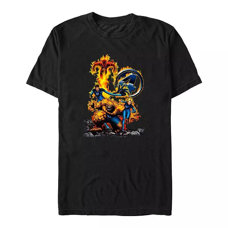 Big & Tall Marvel Fantastic Four On Fire Graphic Tee, Men's, Size: Large Tall, Black Product Image