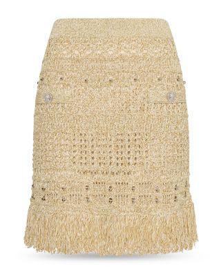 Beaded Fringe Hem Knit Skirt Product Image