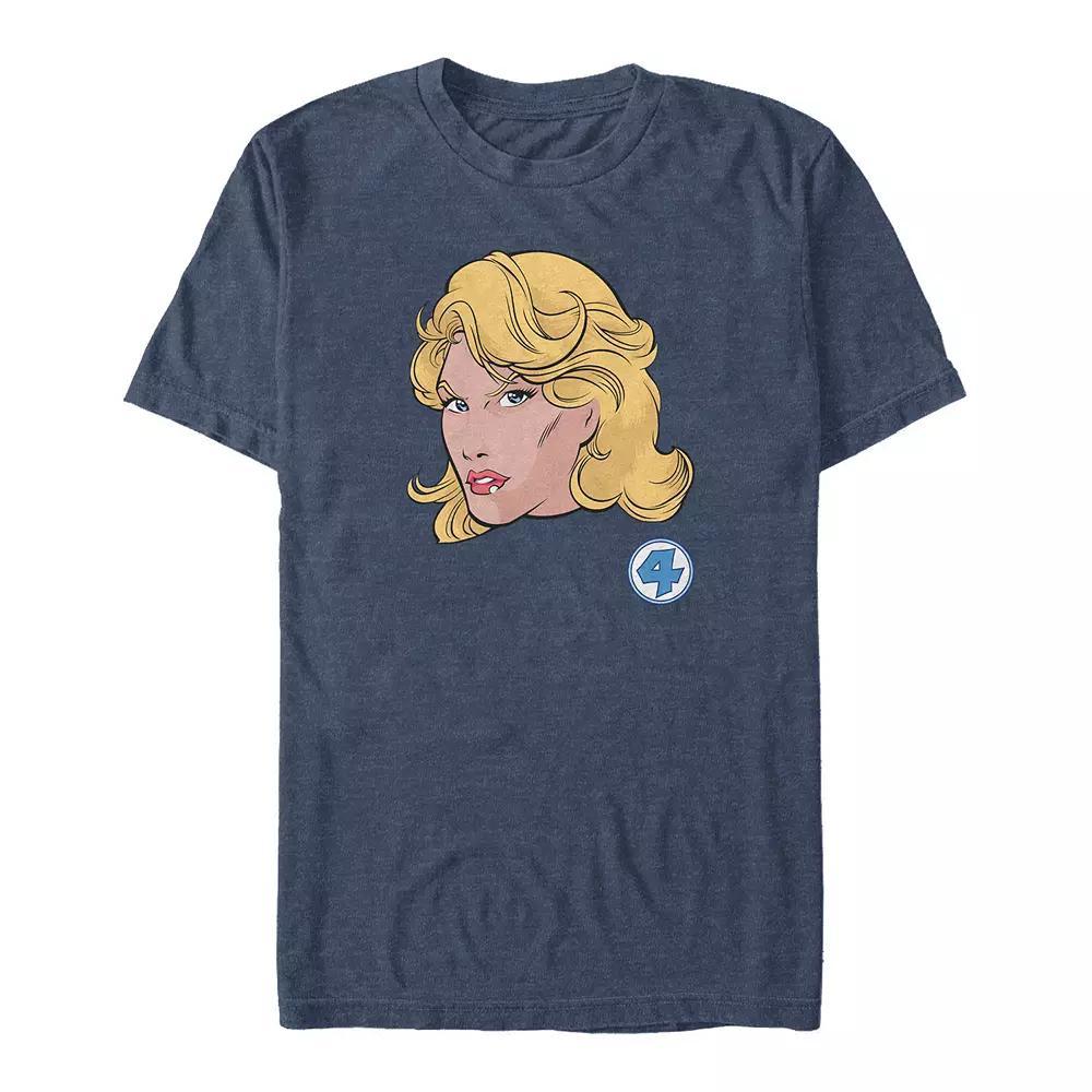 Big & Tall Marvel Fantastic Four Invisible Girl Face Graphic Tee, Men's, Size: Large Tall, Navy Grey Product Image