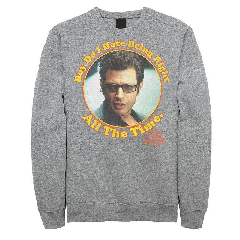 Mens Jurassic Park Hate Being Right All The Time Sweatshirt Pullover Grey Heather Product Image