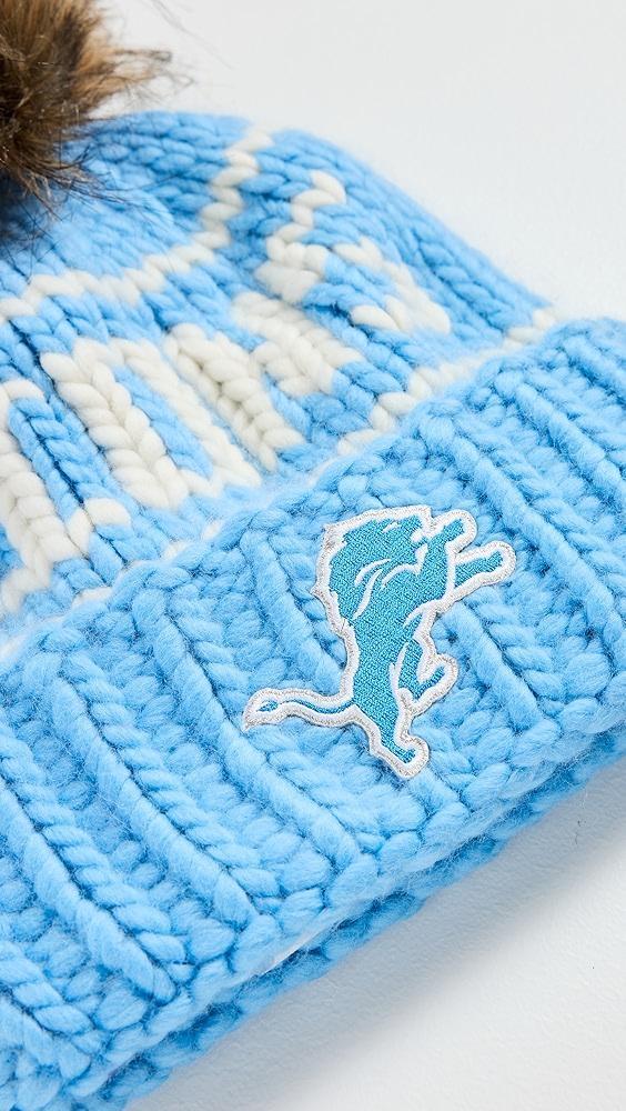 Lele Sadoughi Lele x Detroit Lions Beanie with Faux Fur Pom Pom | Shopbop Product Image