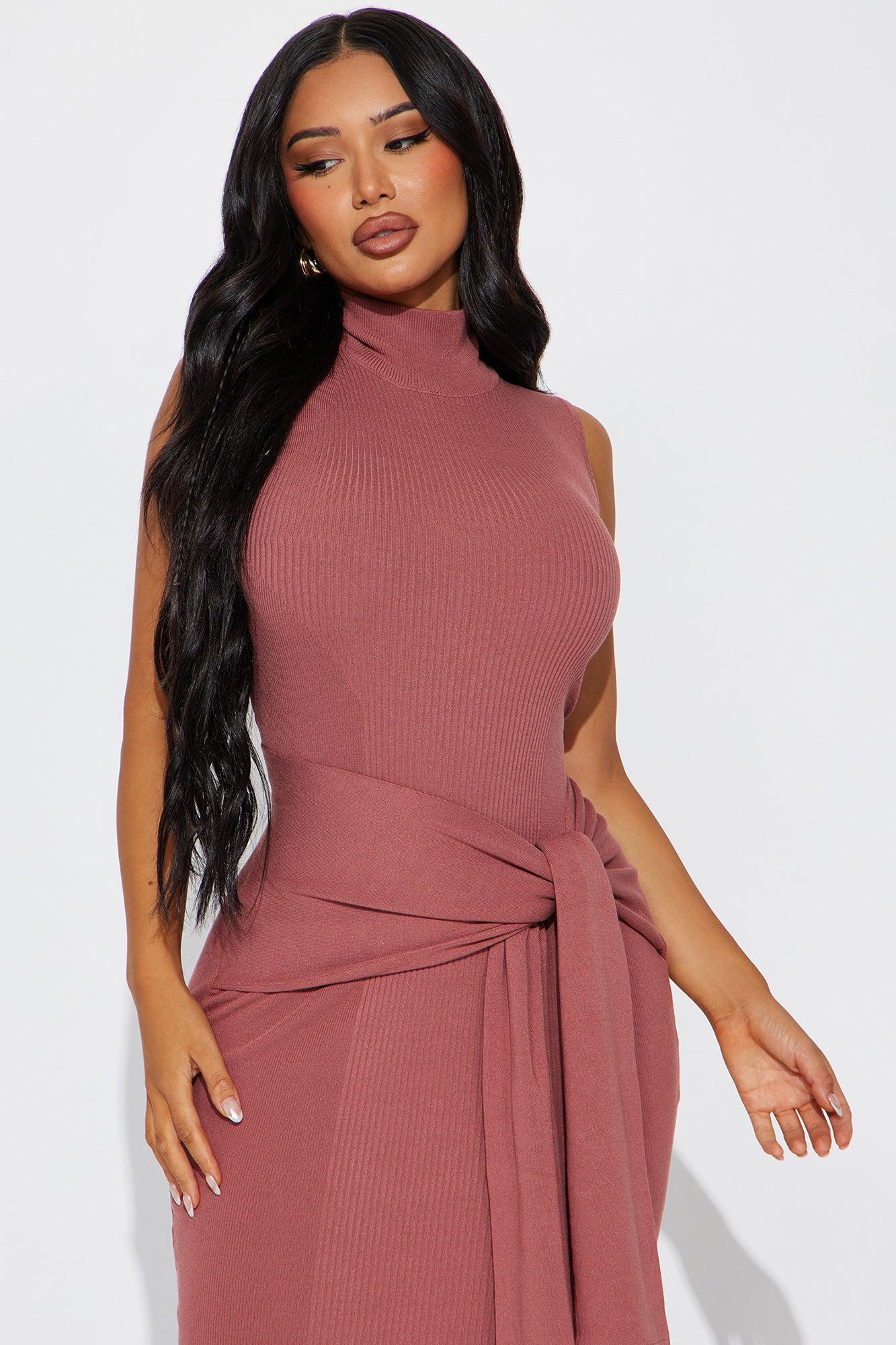 Ayla Sleeveless Sweater Midi Dress - Marsala Product Image
