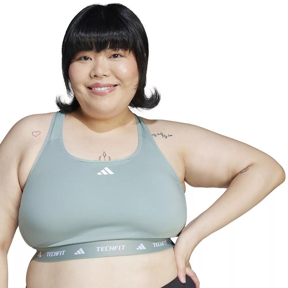 Plus Size adidas Techfit Training Bra, Women's, Size: 1XL, Silver Green Product Image
