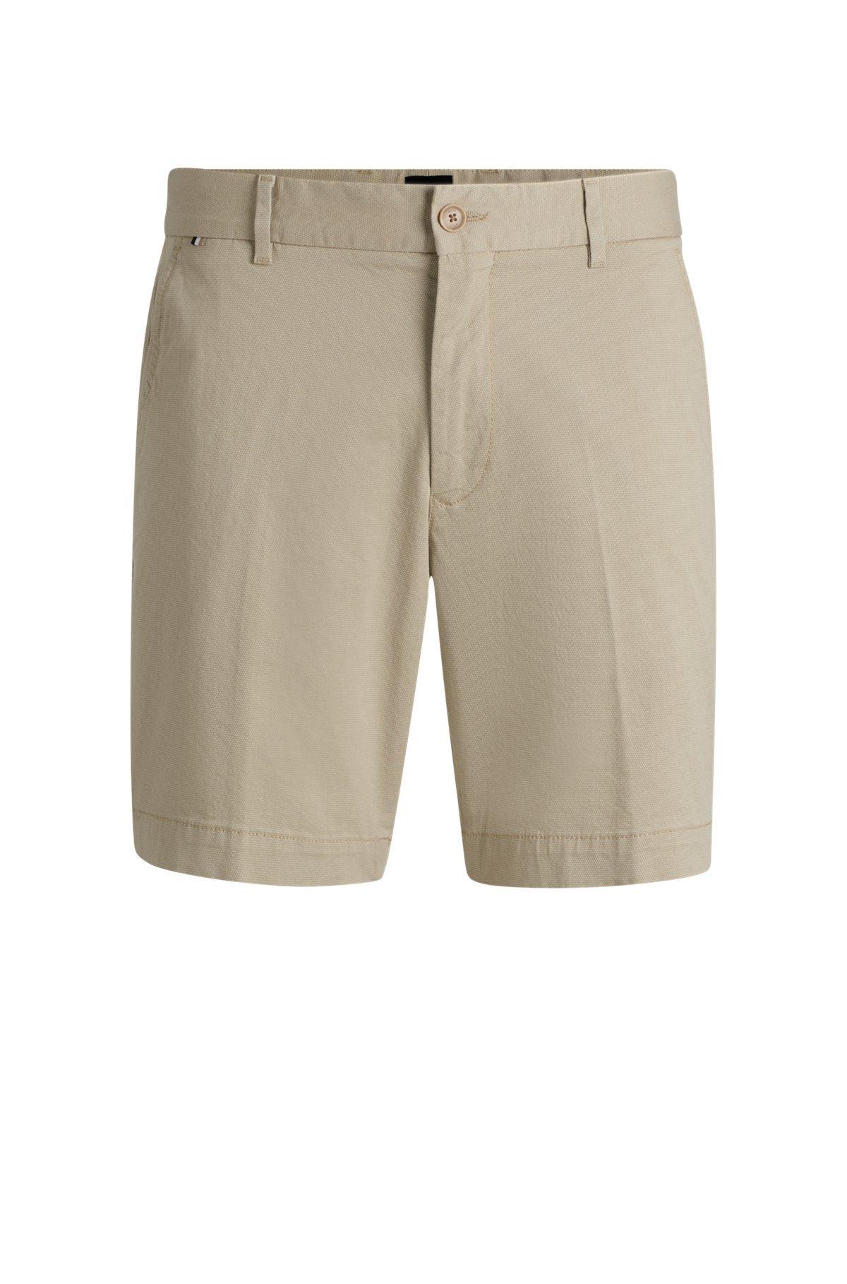 Slim-fit shorts in micro-patterned stretch cotton Product Image