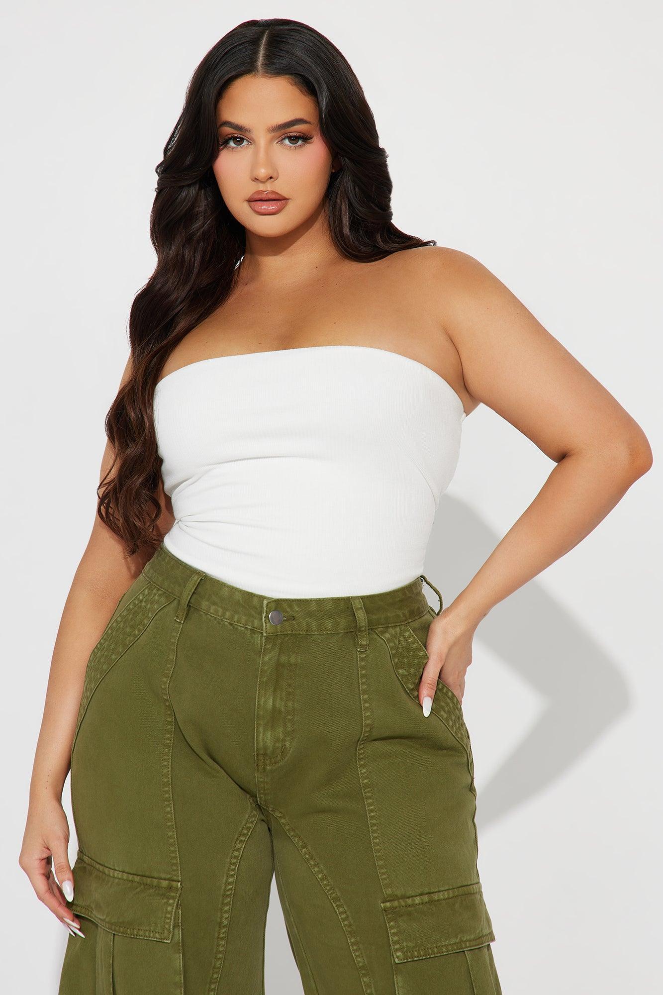 Demi Double Lined Tube Bodysuit - White Product Image