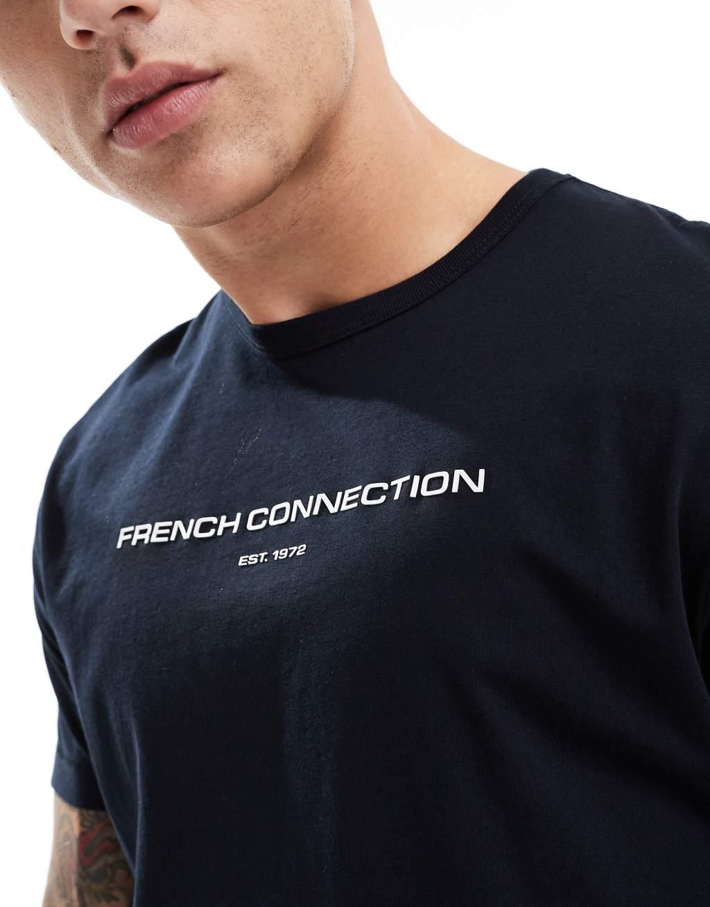 French Connection logo T-shirt in navy Product Image