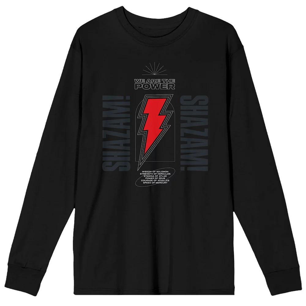 Men's Shazam 2 Fury Of The Gods Power of Shazam Long Sleeve Graphic Tee, Size: Medium, Black Product Image