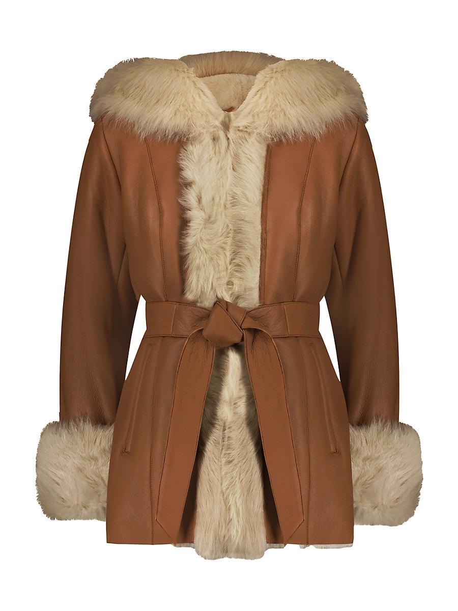 Womens Select Shearling Lamb Hooded Jacket Product Image