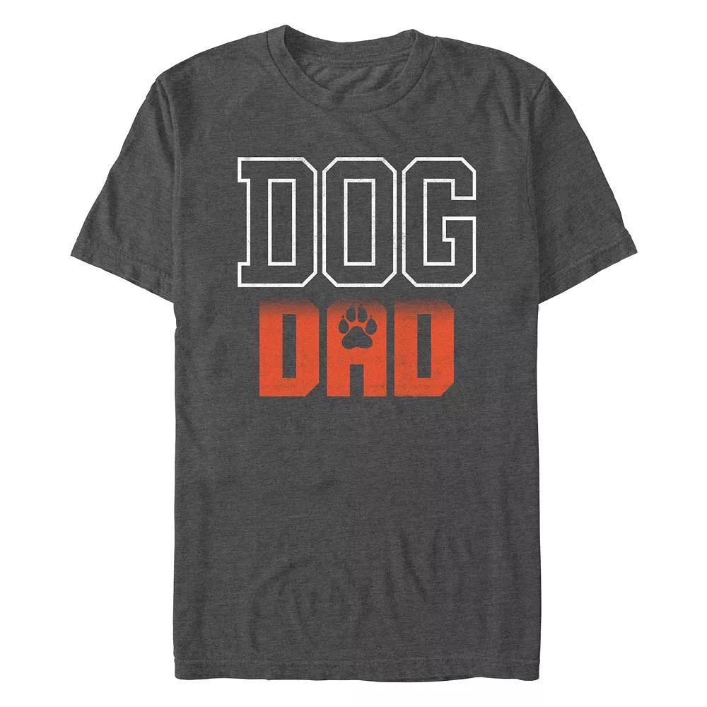 Men's Dog Dad Paw Print Stacked Text Graphic Tee, Size: Small, Grey Heather Product Image