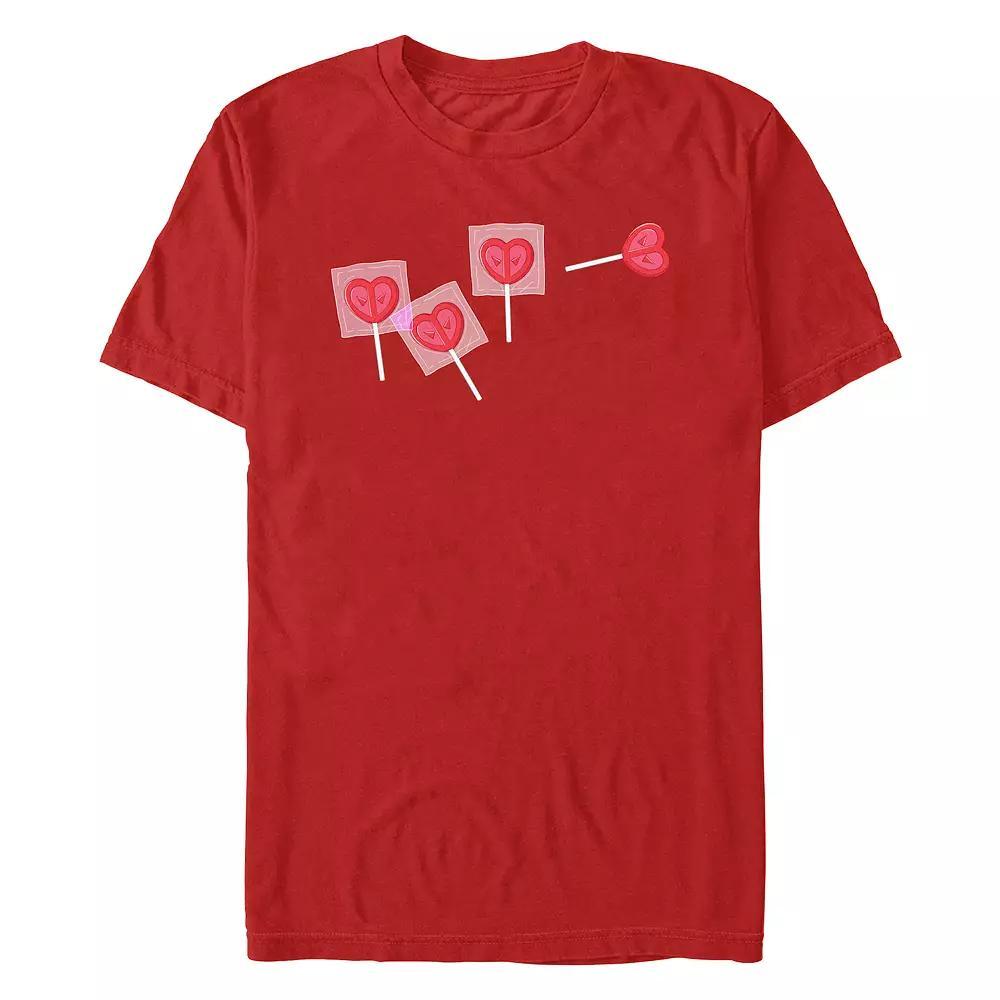 Men's Marvel Deadpool Valentine's Day Heart Lollipops Graphic Tee, Size: XXL, Red Product Image