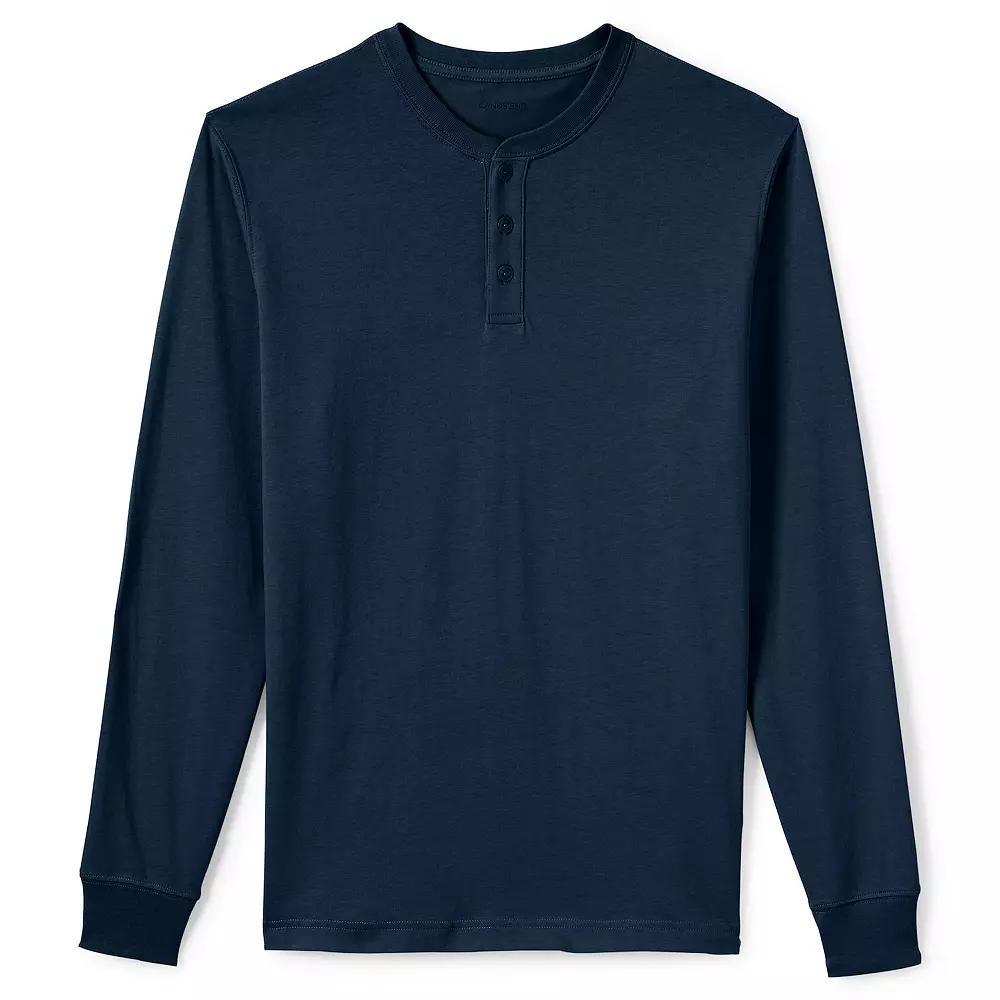 Men's Lands' End Super-T Henley, Size: Medium, Radiant Blue Product Image