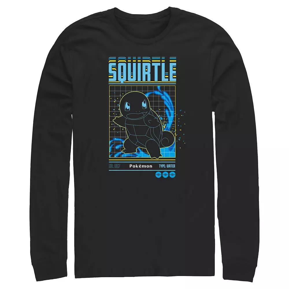 Men's Pokemon Squirtle Grid Background Graphic Tee, Size: Small, Black Product Image