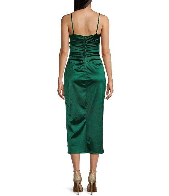 B. Darlin Spaghetti Strap V-Neck Shirred Midi Dress Product Image