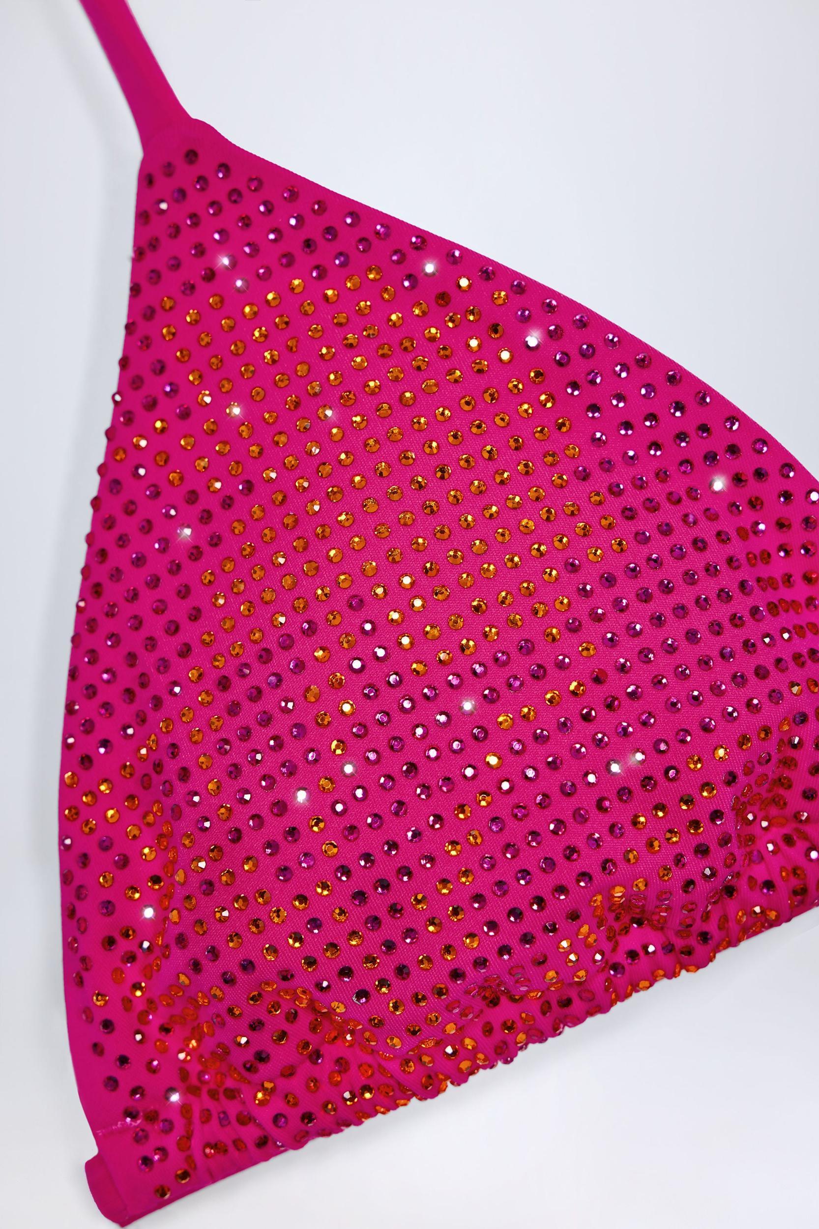 Triangle Bikini Top in Pink Tropical Hotfix Product Image