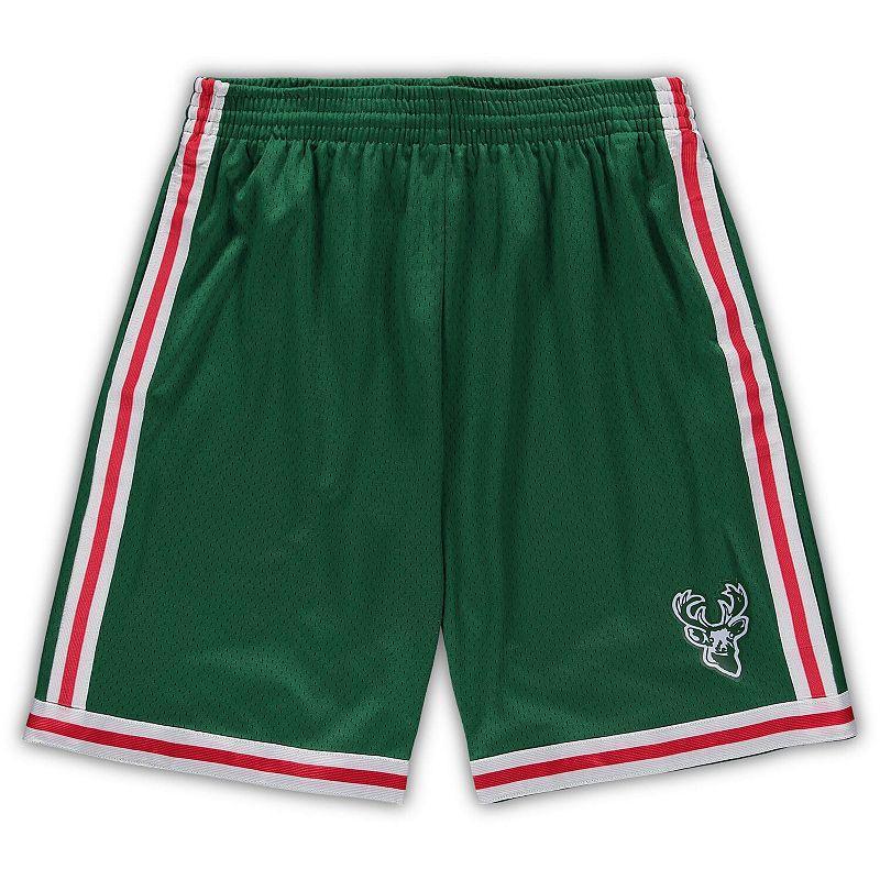 Men's Mitchell & Ness Green Milwaukee Bucks Big & Tall Hardwood Classics Team Swingman Shorts, Size: 4XB Product Image