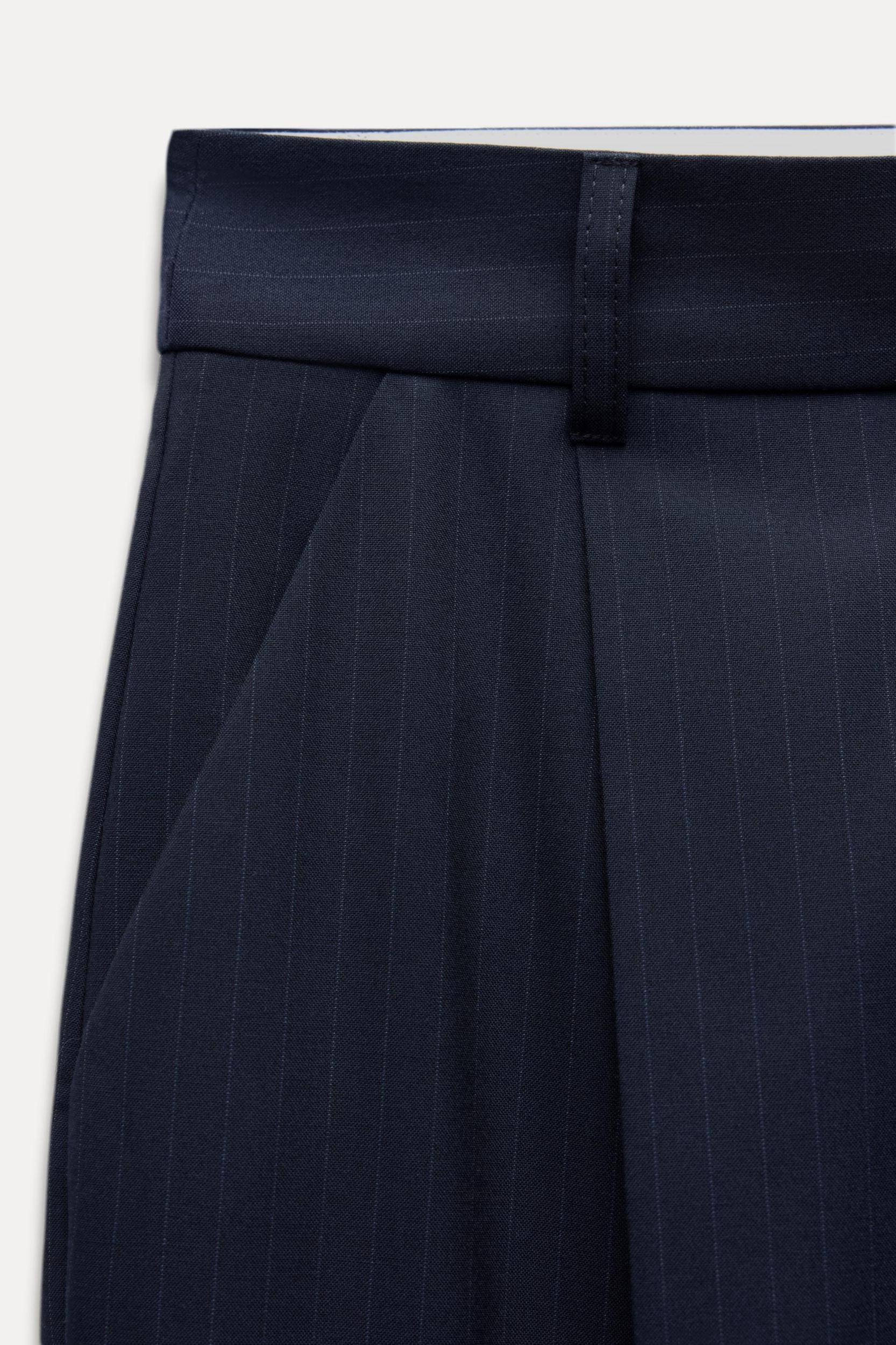 PINSTRIPE PLEATED PANTS Product Image