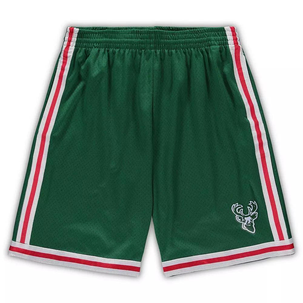 Men's Mitchell & Ness Green Milwaukee Bucks Big & Tall Hardwood Classics Team Swingman Shorts, Size: 4XB Product Image