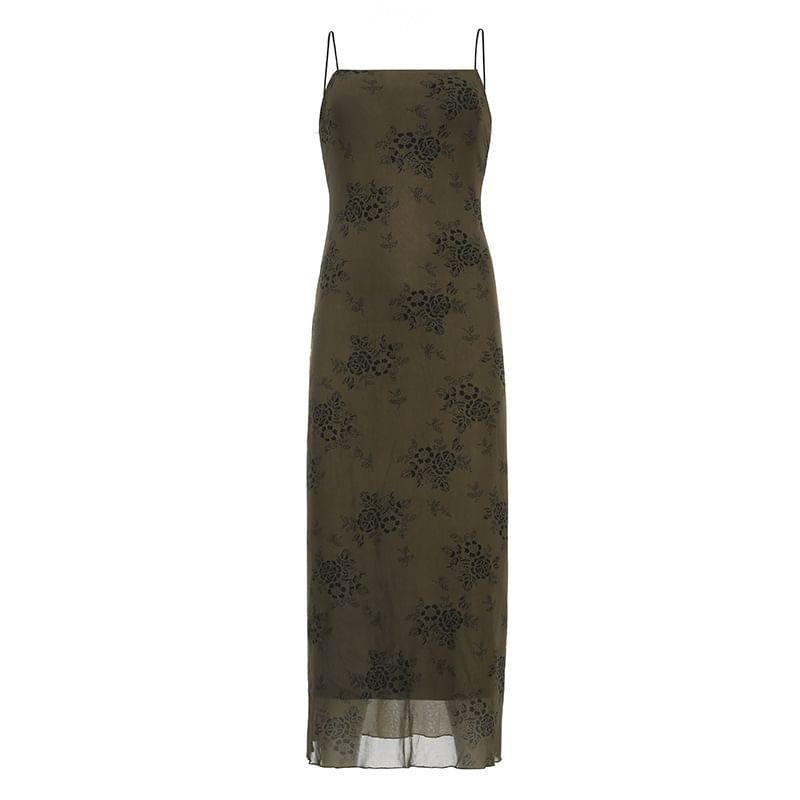 Floral Print Spaghetti Strap Maxi Dress Product Image