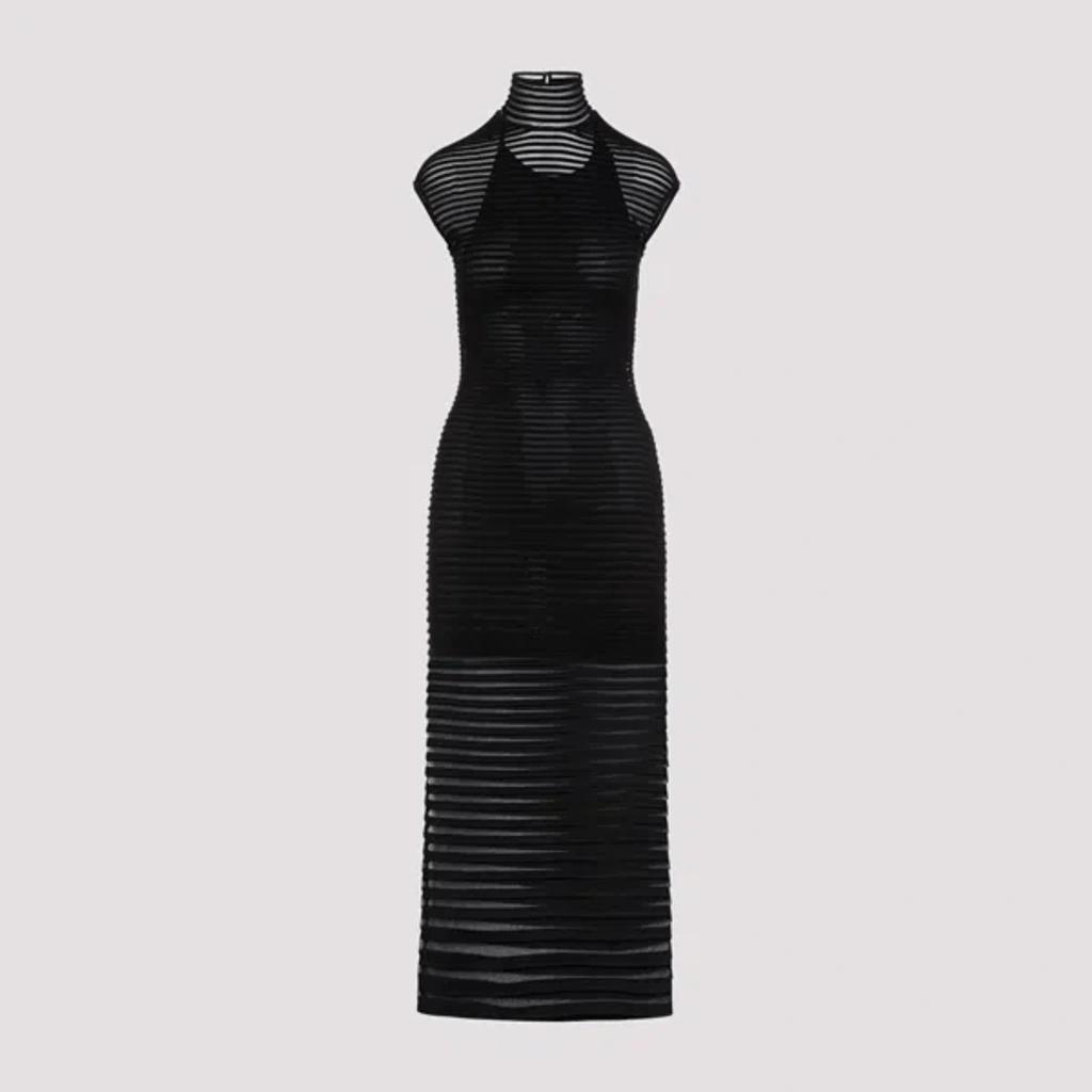 ALAÏA Black Striped Maxi Dress In Noir Alaia Product Image