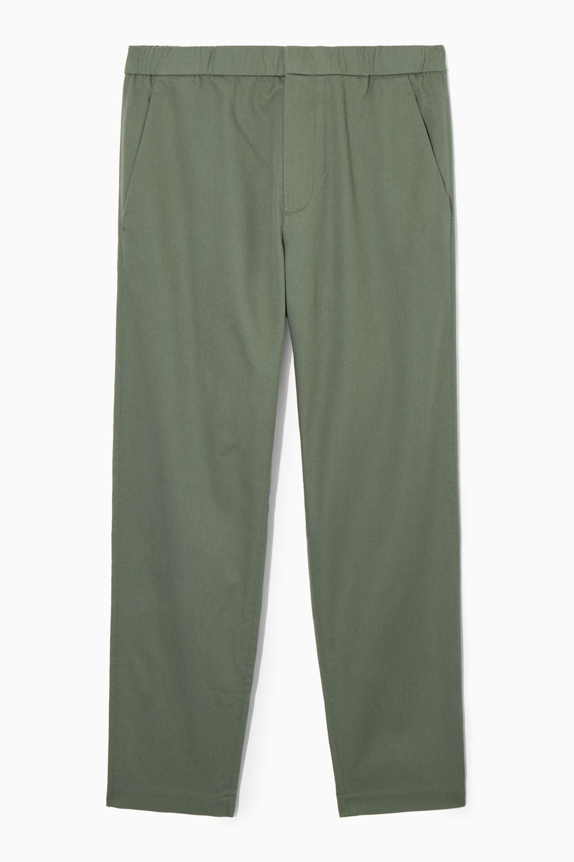 ELASTICATED TAPERED TWILL PANTS Product Image