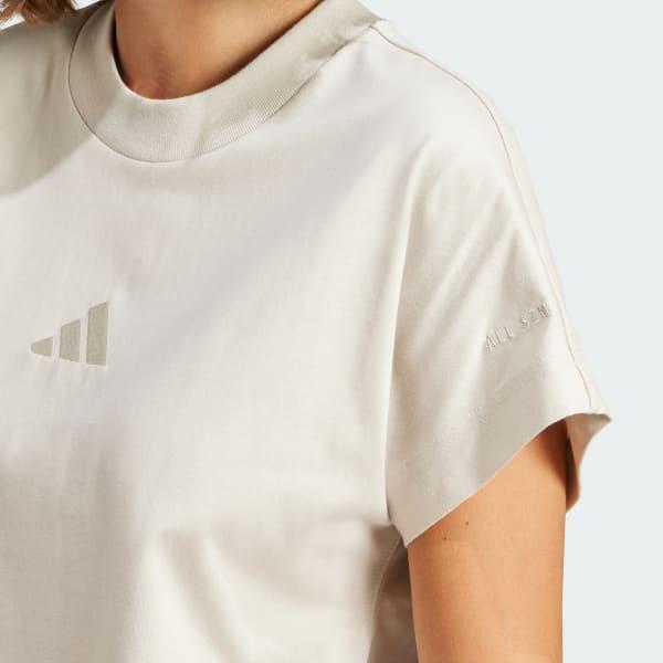 adidas ALL SZN Tee Beige M Womens Product Image