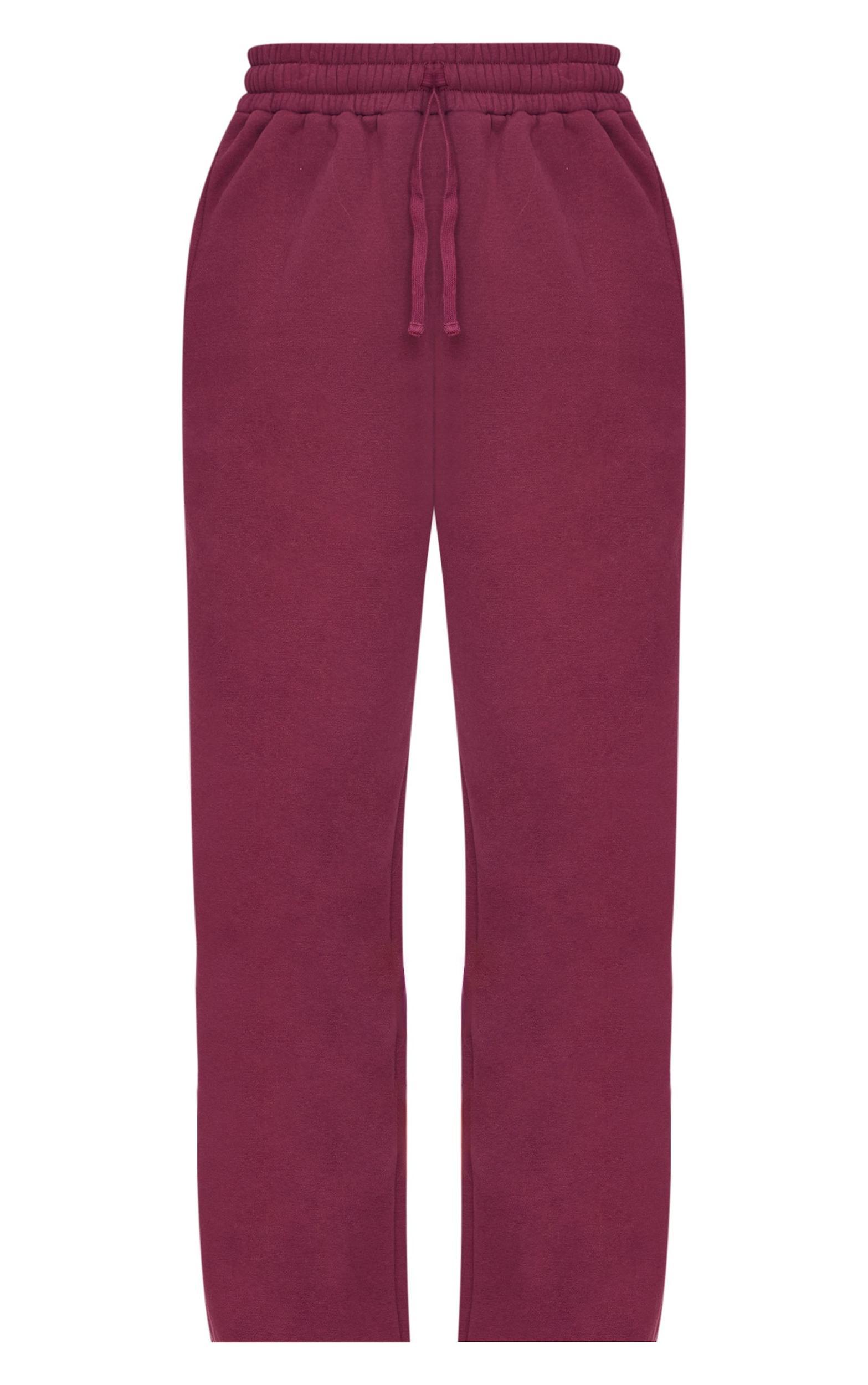 Burgundy Drawstring Wide Leg Sweatpants Product Image