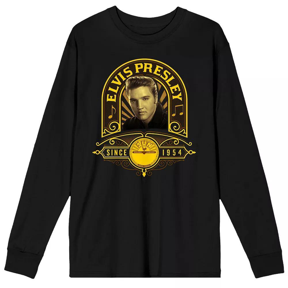 Men's Sun Records Elvis Presley Long Sleeve Graphic Tee, Size: XL, Black Product Image