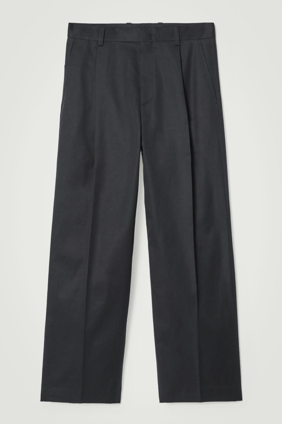 PLEATED COTTON WIDE-LEG PANTS Product Image