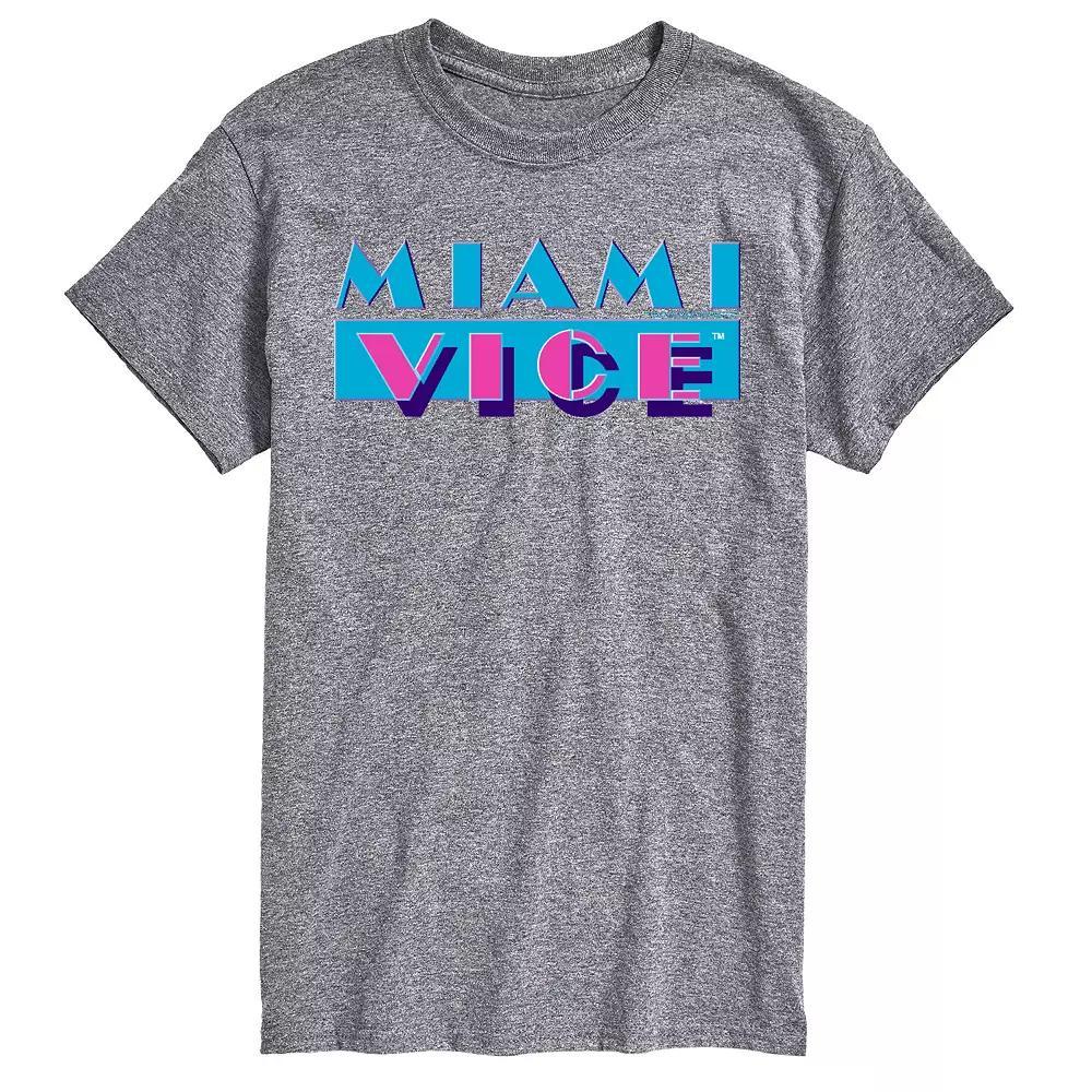 Big & Tall Miami Vice Logo Graphic Tee, Mens Athletic Grey Product Image
